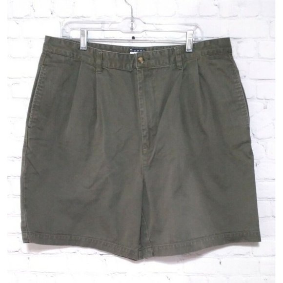 Tommy Hilfiger Vintage Mens Army Green Cotton Pleated Casual Shorts - Picture 2 of 6